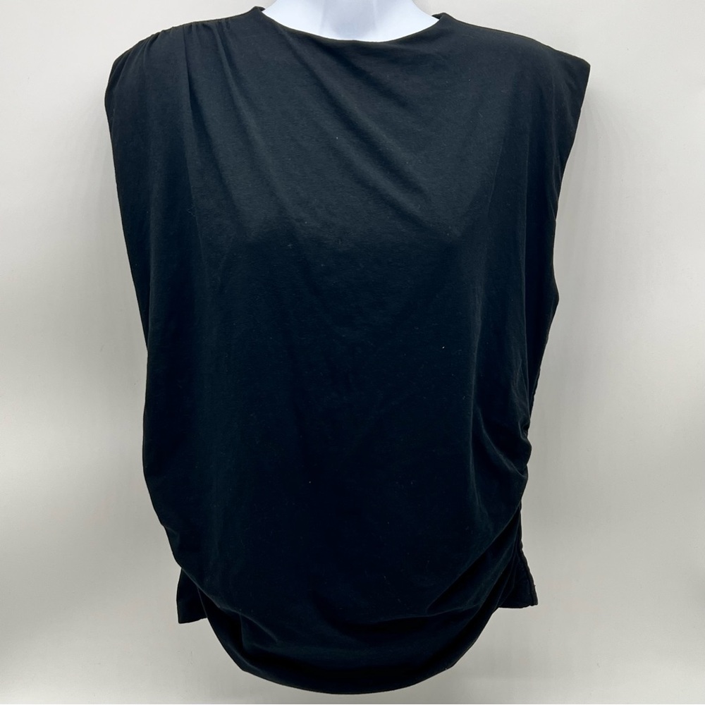 Abercrombie & Fitch Black Sleeveless Muscle Ruched Down One Shoulder Tee Size L